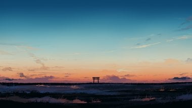 Landscape anime sunset digital art Wallpaper