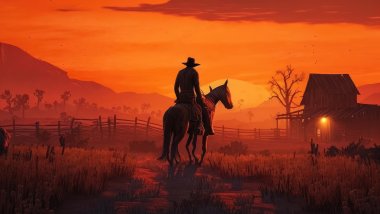Atardecer paseo en caballo Red Dead Redemption Fondo de pantalla