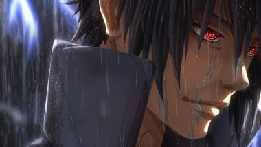 Sasuke Sharingan en la lluvia Fondo de pantalla