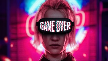 Girl with Game Over Glasses Wallpaper