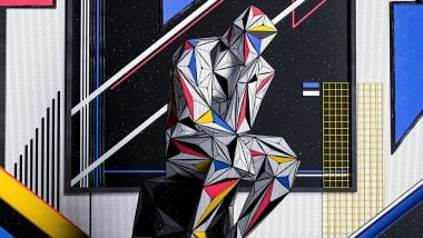 Man thinking as Piet Mondrian painting Wallpaper