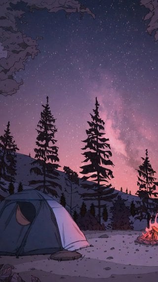 Camping in the forest Wallpaper