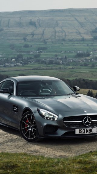 Mercedes AMG GT S gray in mountains Wallpaper