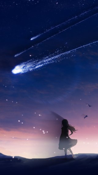 Anime kite in sky dusk Wallpaper