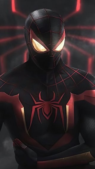 El hombre araña con traje negro y rojo Fondo de pantalla