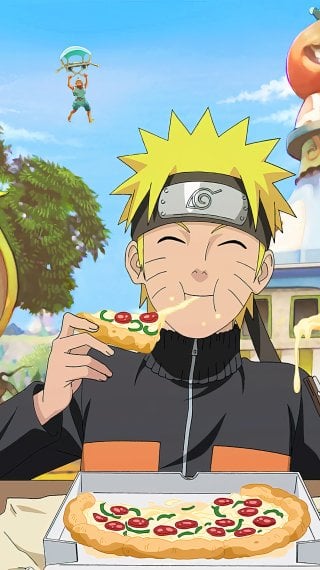 Naruto eating pizza Wallpaper