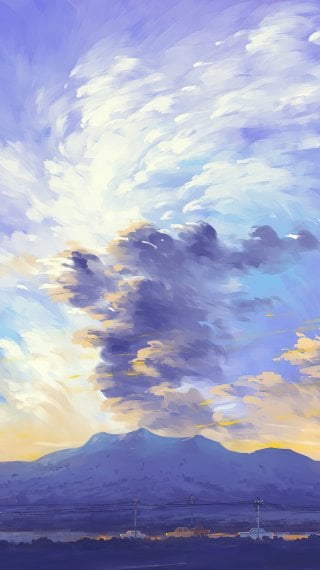 Clouds over mountain Wallpaper