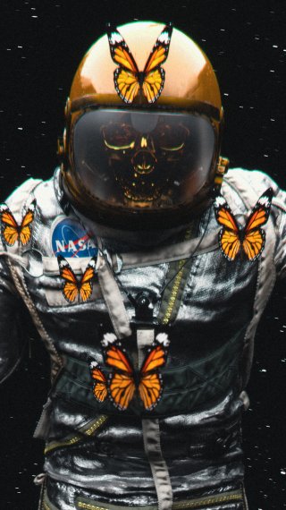 Astronauta con mariposas Fondo de pantalla