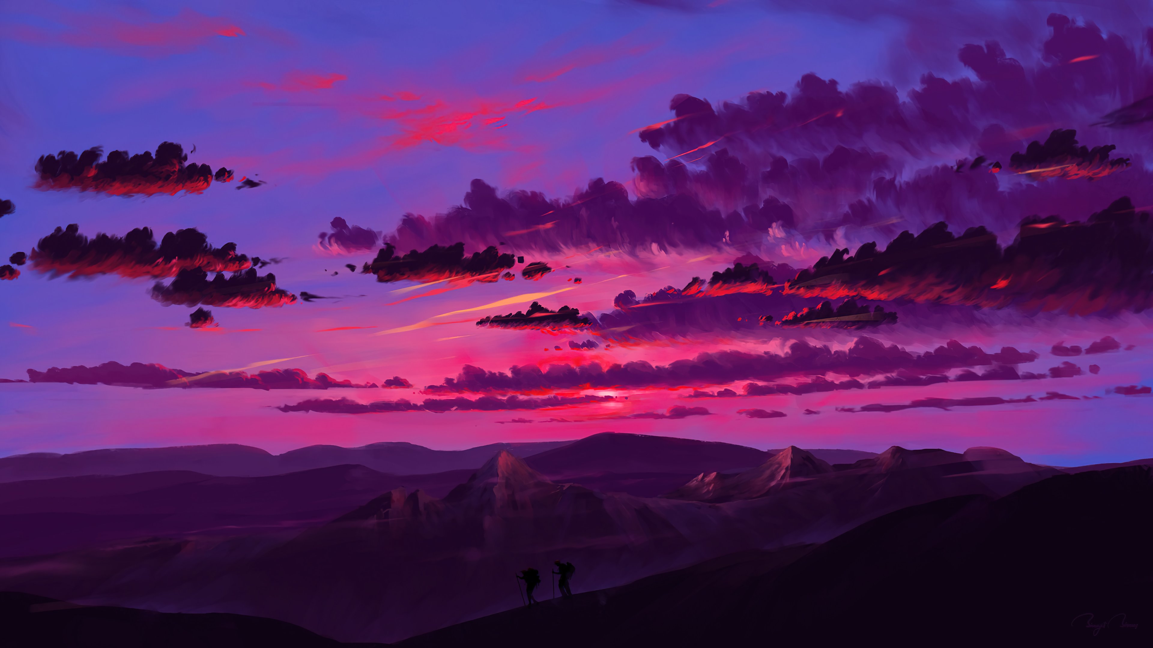 Pink Sunset Digital Art Wallpaper 4K Hd Id:7316