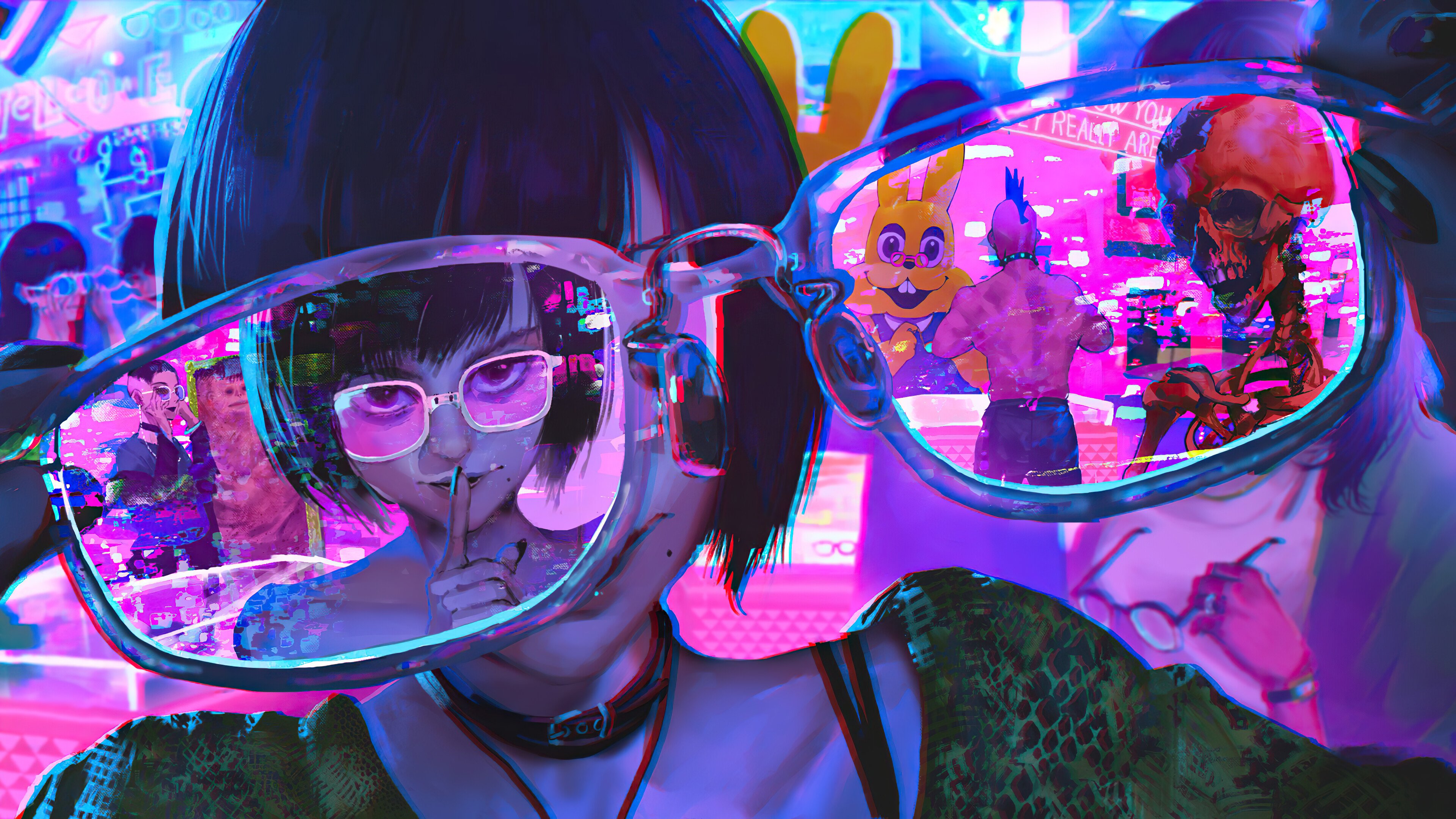 Cyberpunk Girl Thrugh Glasses Wallpaper 4k Ultra Hd Id5406