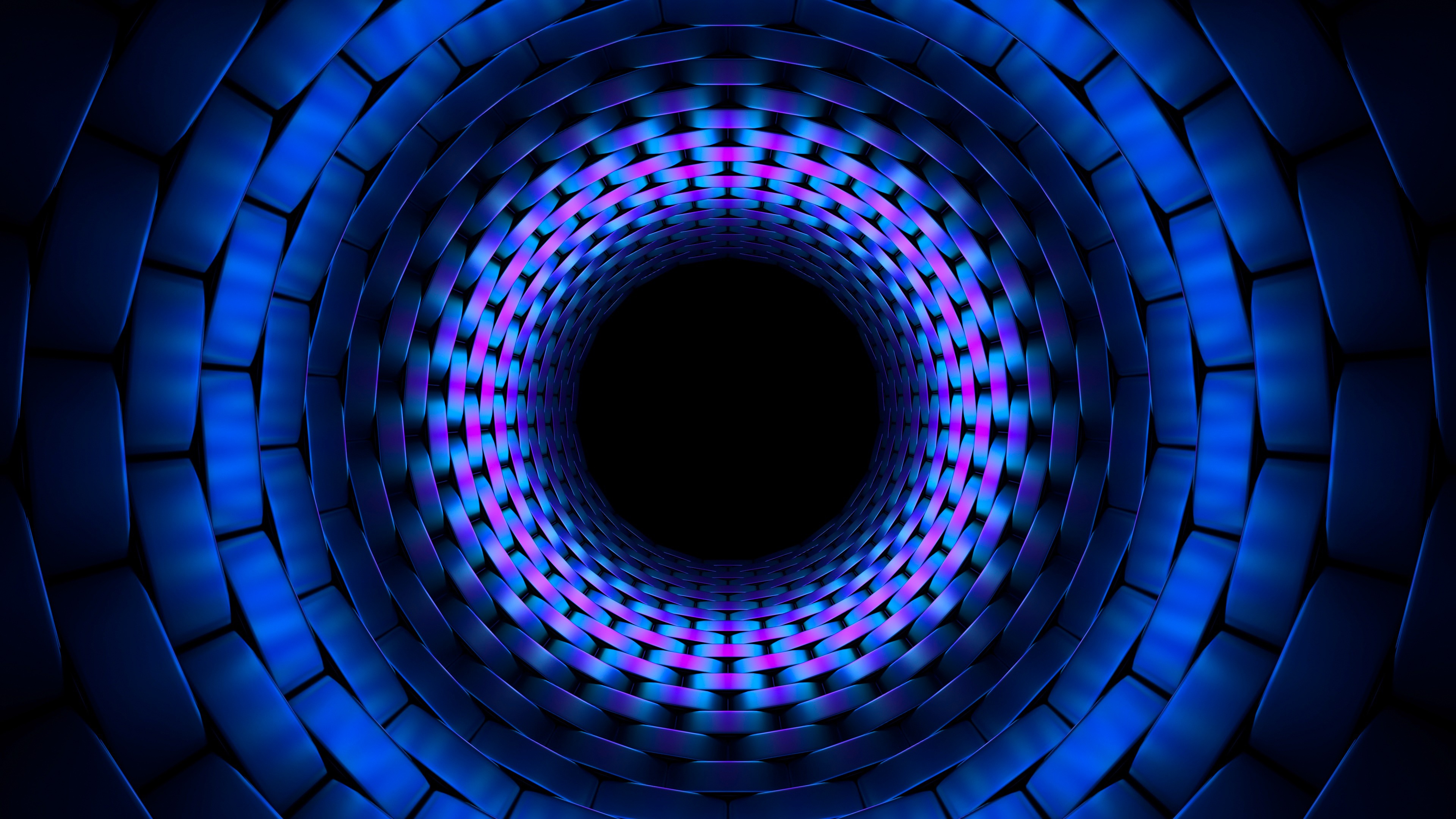 Fractal de círculo en tunel azul 3D Fondo de pantalla 4k ...