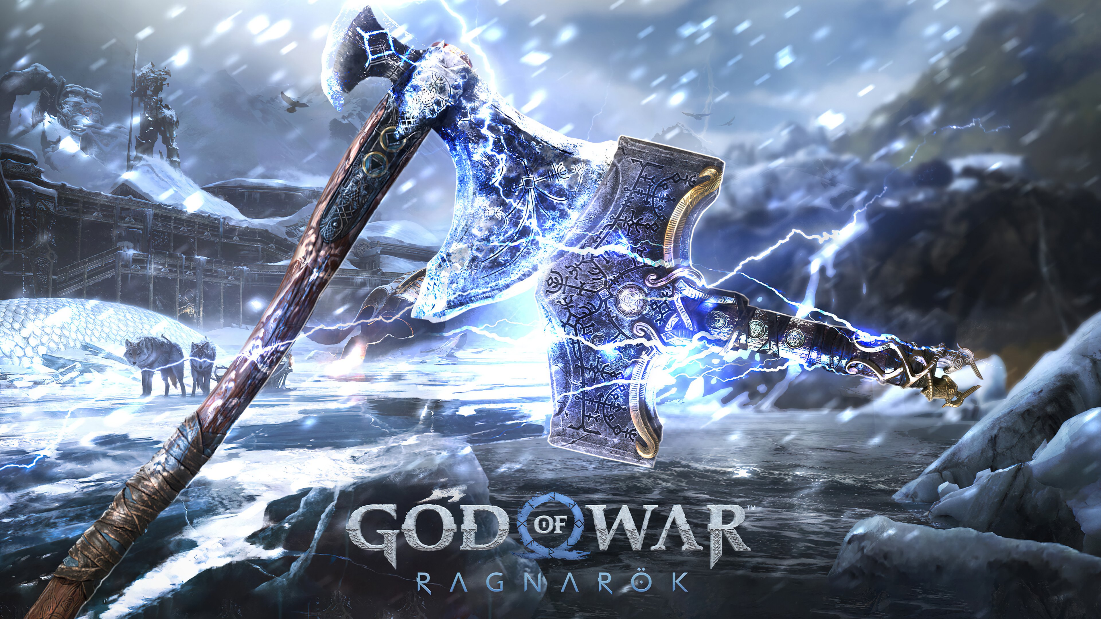 God of War Ragnarök Wallpaper 4K Kratos Dark background Games 9097