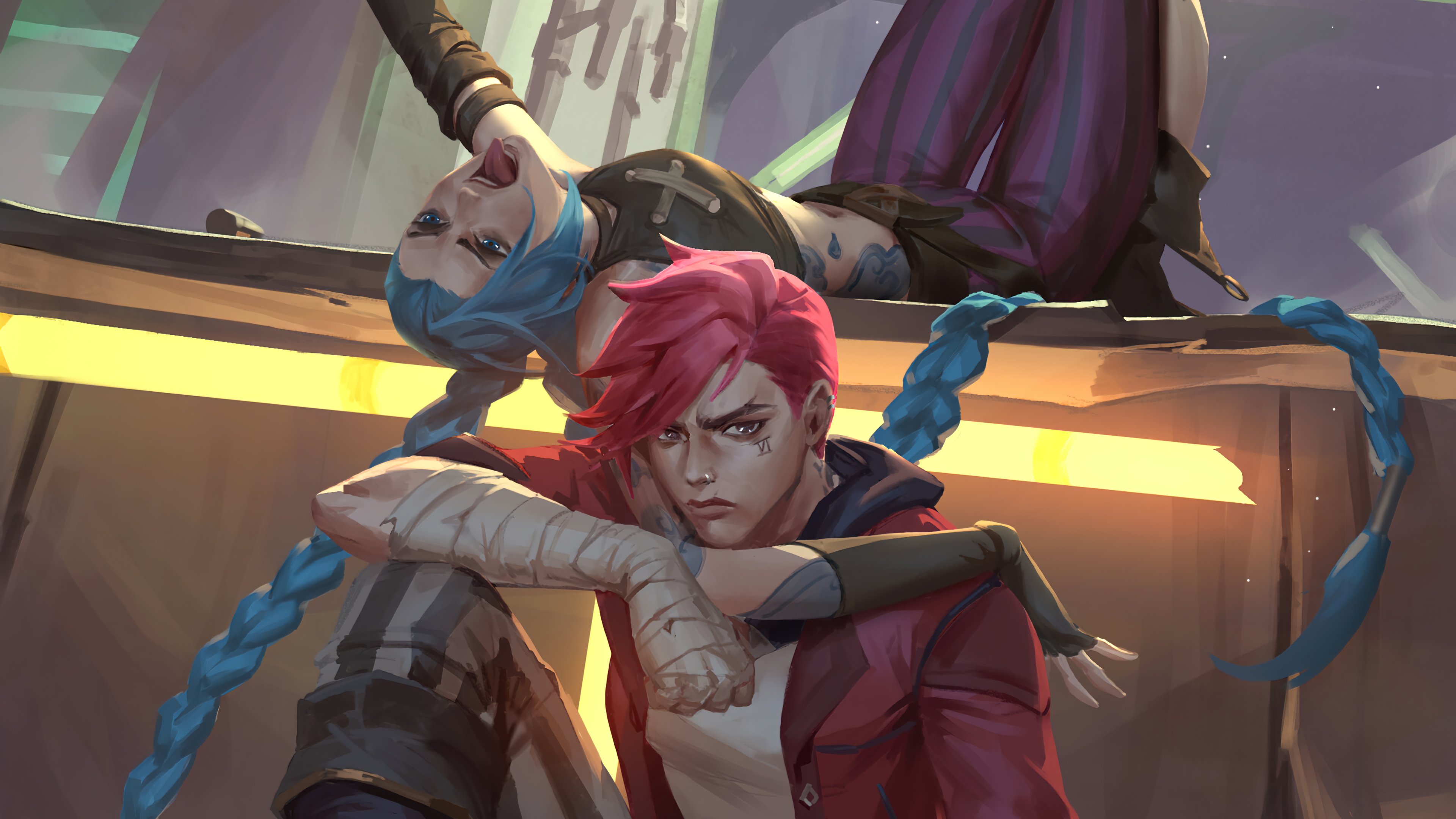Jinx and Vi from League Wallpaper 4k Ultra HD