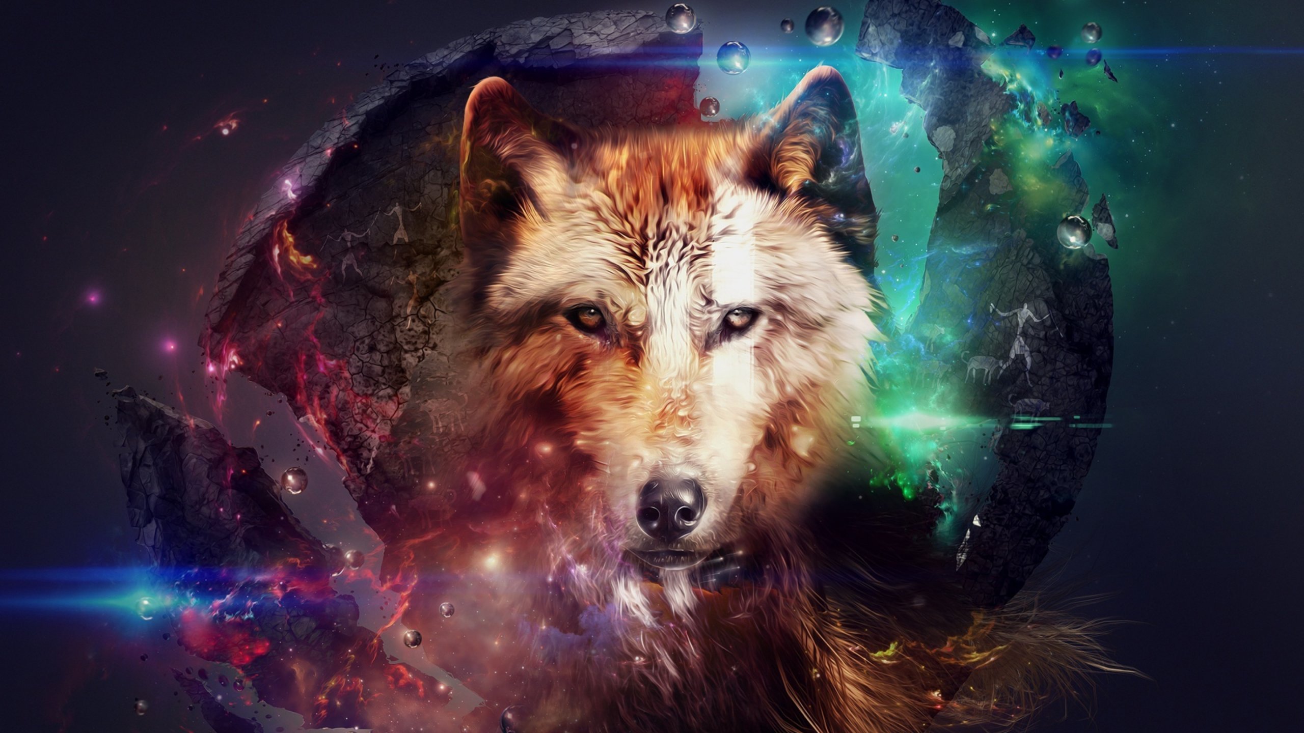 Lobo con luces de colores Fondo de pantalla ID:2950