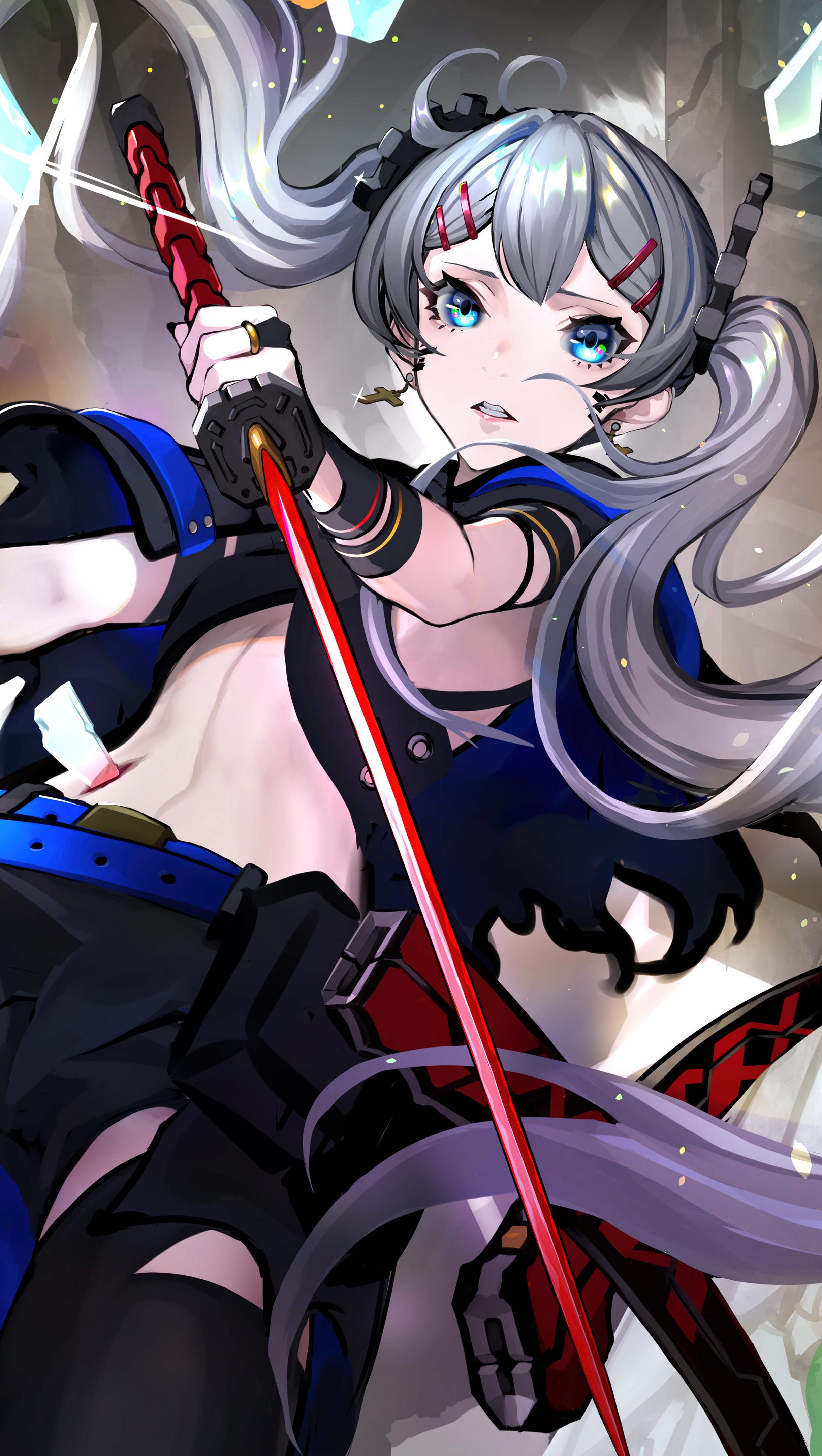 Anime Girl Cyborg Katana Sword 4K Wallpaper iPhone HD Phone #3420h
