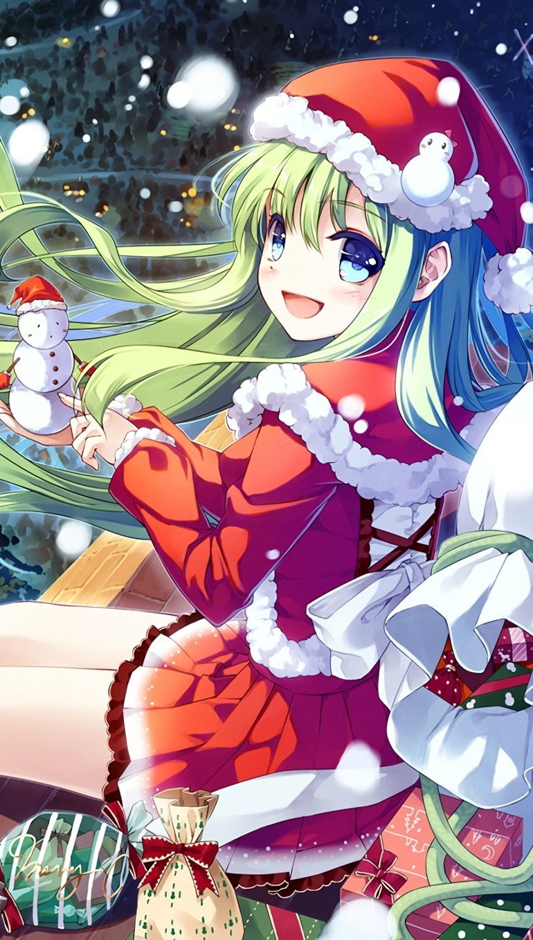 Christmas Tree Gifts Anime Girl 4K Wallpaper iPhone HD Phone #6080h